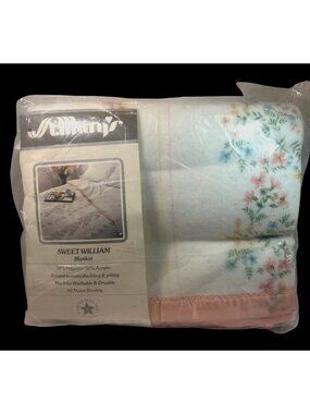 St. Marys Sweet William Blanket Twin/Full White Floral Nylon Binding